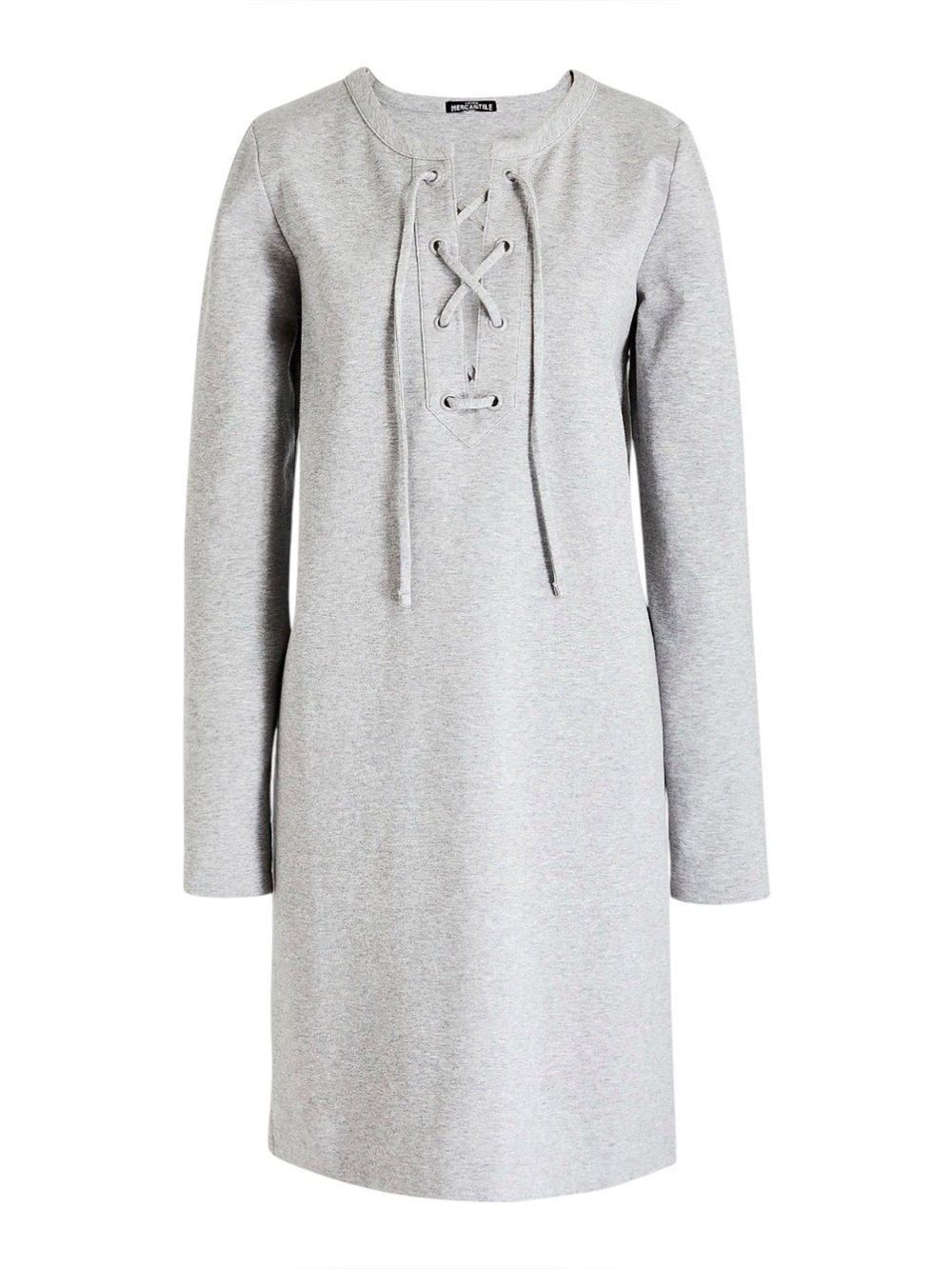 J.Crew Mercantile Sweatshirt Dress Gray Lace Up Long Sleeve XS NWT